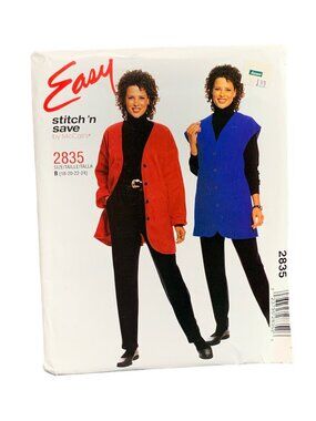 McCalls Pattern 2835 Womens Vest Jacket Pant Size 18-20-22-24 Uncut